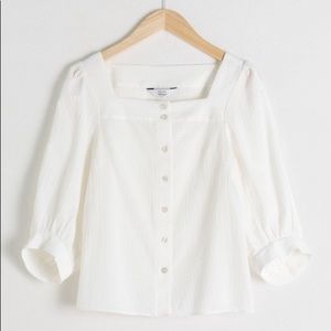 & Other Stories Paris Atelier White Square Necked Blouse NWT 🌈
